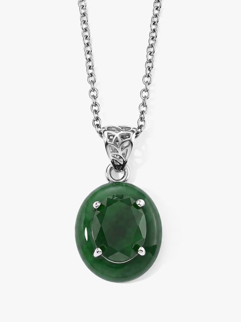 DJoy Womens Verdant Green Jade & Silver Stacked Pendant Necklace New 20ā